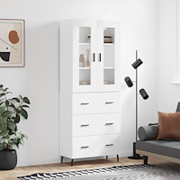 vidaXL Högskåp vit 69,5x34x180 cm konstruerat trä