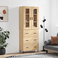 vidaXL Högskåp sonoma-ek 69,5x34x180 cm konstruerat trä