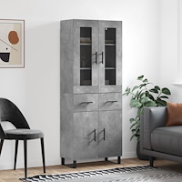 vidaXL Högskåp betonggrå 69,5x34x180 cm konstruerat trä