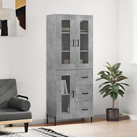 vidaXL Högskåp betonggrå 69,5x34x180 cm konstruerat trä