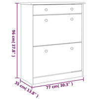 vidaXL Skoskåp ALTA vit 77x35x96 cm massiv furu