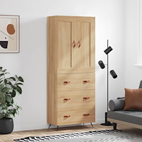 vidaXL Högskåp sonoma-ek 69,5x34x180 cm konstruerat trä