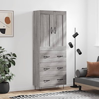 vidaXL Högskåp Grå Sonoma 69,5x34x180 cm konstruerat trä