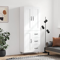 vidaXL Högskåp vit 69,5x34x180 cm konstruerat trä