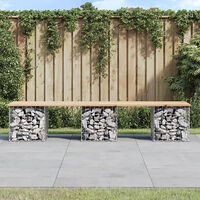 vidaXL Trädgårdsbänk gabion-design 203x44x42 cm massiv furu