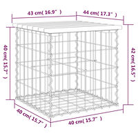 vidaXL Trädgårdsbänk gabion-design 43x44x42 cm massiv furu