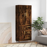 vidaXL Högskåp rökfärgad ek 69,5x34x180 cm konstruerat trä