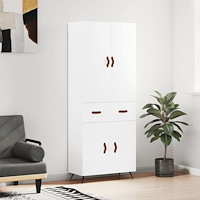 vidaXL Högskåp vit 69,5x34x180 cm konstruerat trä