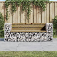 vidaXL Trädgårdsbänk gabiondesign 184x71x65,5 cm impregnerad furu