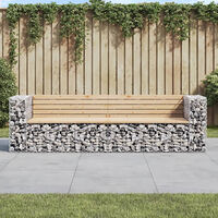 vidaXL Trädgårdsbänk gabiondesign 244x71x65,5 cm massiv furu
