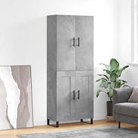 vidaXL Högskåp betonggrå 69,5x34x180 cm konstruerat trä
