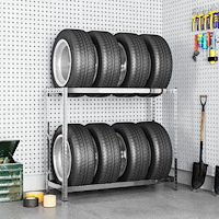 vidaXL Däckställ 2 hyllplan silver 110x40x110 cm stål