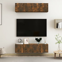 vidaXL Tv-skåp 4 st rökfärgad ek 60x30x30 cm konstruerat trä