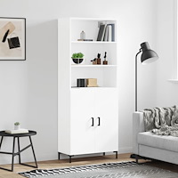 vidaXL Högskåp vit 69,5x34x180 cm konstruerat trä