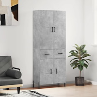 vidaXL Högskåp betonggrå 69,5x34x180 cm konstruerat trä