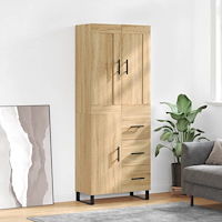 vidaXL Högskåp sonoma-ek 69,5x34x180 cm konstruerat trä