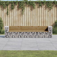 vidaXL Trädgårdsbänk gabiondesign 287x71x65,5 cm impregnerad furu