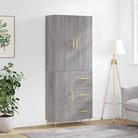 vidaXL Högskåp Grå Sonoma 69,5x34x180 cm konstruerat trä