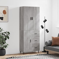 vidaXL Högskåp Grå Sonoma 69,5x34x180 cm konstruerat trä
