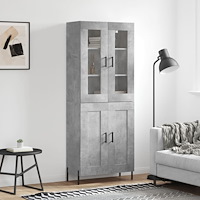 vidaXL Högskåp betonggrå 69,5x34x180 cm konstruerat trä