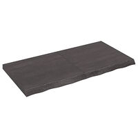 vidaXL Bänkskiva badrum mörkbrun 120x60x(2-6) cm behandlat massivt trä