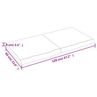 vidaXL Bänkskiva badrum mörkbrun 120x60x(2-6) cm behandlat massivt trä