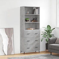 vidaXL Högskåp betonggrå 69,5x34x180 cm konstruerat trä
