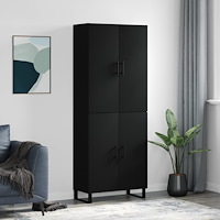 vidaXL Högskåp svart 69,5x34x180 cm konstruerat trä