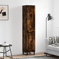 vidaXL Högskåp rökfärgad ek 34,5x34x180 cm konstruerat trä