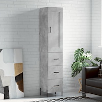 vidaXL Högskåp betonggrå 34,5x34x180 cm konstruerat trä