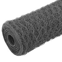 vidaXL Hönsnät stål med PVC-beläggning 25x0,5 m grå