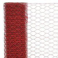 vidaXL Hönsnät stål med PVC-beläggning 25x1 m röd