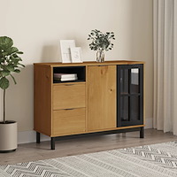 vidaXL Skänk med glasdörrar FLAM 110x40x80 cm massiv furu