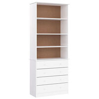 vidaXL Bokhylla med lådor ALTA 77x35x186,5 cm vit massiv furu