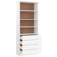 vidaXL Bokhylla med lådor ALTA 77x35x186,5 cm vit massiv furu