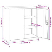 vidaXL Dokumentskåp vit 90x40x90 cm stål