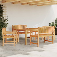 vidaXL Matgrupp för trädgården 5 delar massiv teak