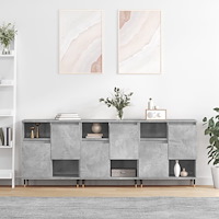 vidaXL Skänk 3 st betonggrå konstruerat trä