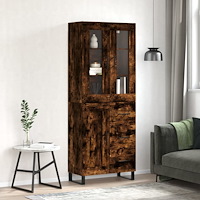 vidaXL Högskåp rökfärgad ek 69,5x34x180 cm konstruerat trä