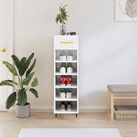 vidaXL Skoskåp vit högglans 30x35x105 cm konstruerat trä