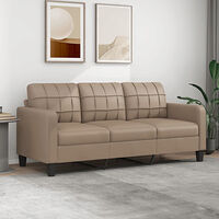 vidaXL 3-sitssoffa cappuccino 180 cm konstläder