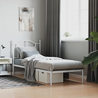 vidaXL Sängram med huvudgavel metall vit 80x200 cm