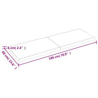 vidaXL Bordsskiva ljusbrun 180x60x(2-6) cm massivt trä levande kant