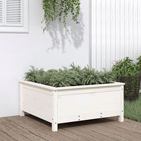 vidaXL Odlingslåda 82,5x82,5x39 cm vit massiv furu