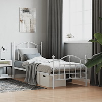vidaXL Sängram med huvudgavel och fotgavel vit metall 80x200 cm