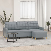 vidaXL 3-sitssoffa med fotpall ljusgrå 180 cm tyg