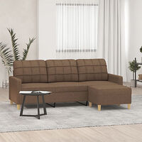 vidaXL 3-sitssoffa med fotpall Brun 180 cm tyg