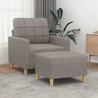 vidaXL Fåtölj med fotpall Taupe 60 cm tyg