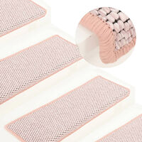 vidaXL Trappstegsmattor självhäftande sisal 15 st 65x21x4 cm rosa
