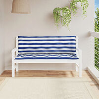 vidaXL Bänkdynor 2 st blå&vit randig 150x50x7 cm tyg